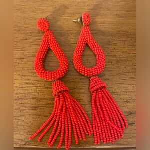 Anthropologie Red Beaded Earrings